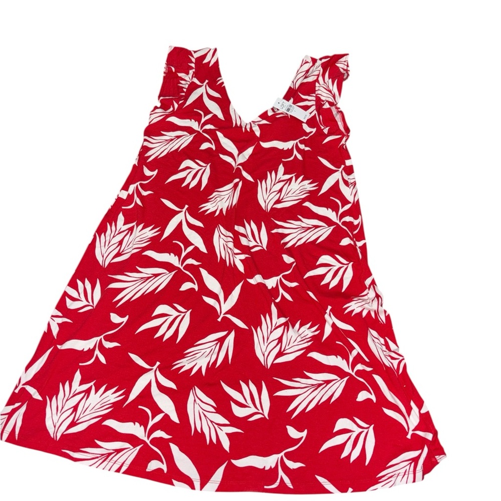 🔥3/$20🔥 LOFT Red and White Leaf Print Dress Size Small nwt